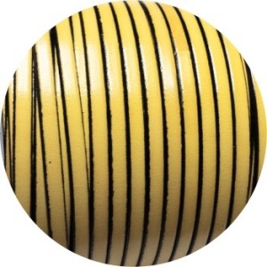 Cordon de cuir plat 5mm jaune vendu au metre