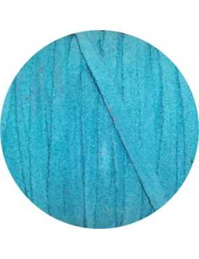 Cuir plat brut de 4mm turquoise vendu à la coupe au mètre