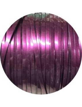 Cordon de cuir plat 5mm miroir couleur prune-vente au cm