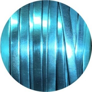 Cordon de cuir plat 5mm miroir couleur menthe-vente au cm