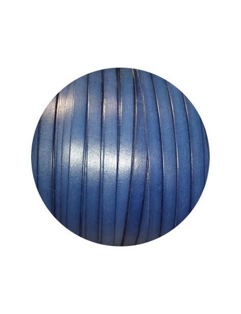 Cordon de cuir plat de 10mm bleu nuit vendu au metre