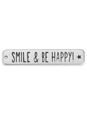 Plaque rectangle message smile and be happy de 50mm