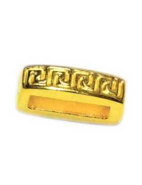 Passant couleur or avec symbole grec pour cuir plat de 10mm