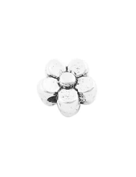 Sachet de 50 petites perles fleur de 5mm couleur argent
