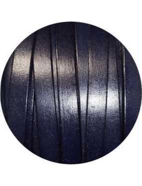 Cordon de cuir plat de 10mm bleu très foncé-vente au cm