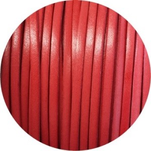 Cordon de cuir plat 3mm de couleur rose corail-vente au cm