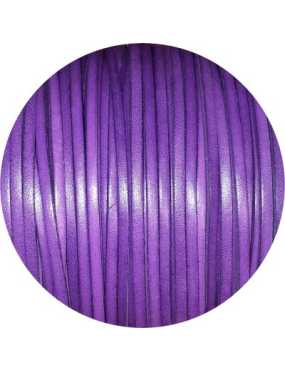 Cordon de cuir plat 3mm de couleur violet-vente au cm