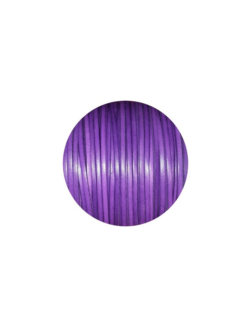 Cordon de cuir plat 3mm de couleur violet-vente au cm