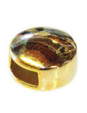 Perle passant lentille couleur or pour cuir plat de 5mm