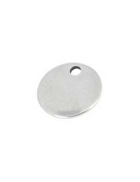 Breloque ronde lisse placage argent de 20mm