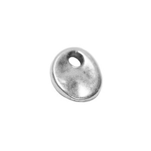 Breloque ovale lisse irrégulière placage argent de 13mm