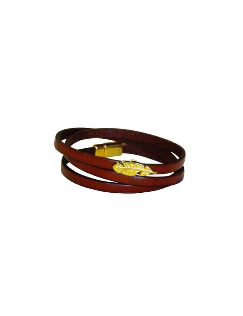 Bracelet triple tour en kit de 5mm de large maron safari et or