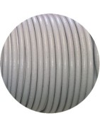 Lacet de cuir rond gris perlé-Espagne-4mm
