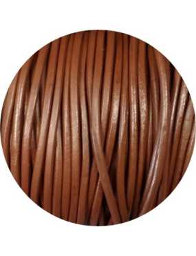 Cordon de cuir rond couleur marron chocolat-3mm-Asie