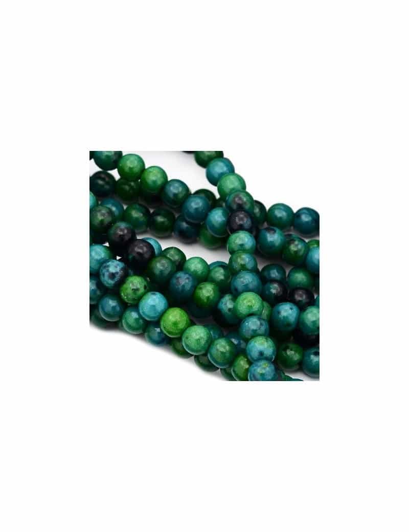Fil de 100 perles rondes chrysocolle de 4mm vert d'eau
