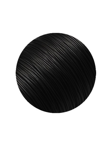 Cordon rond noir en polyester ciré de 1.5mm