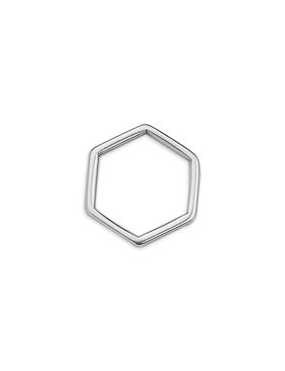 Anneau hexagonal de 16mm placage argent