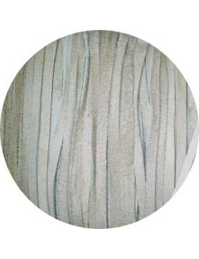 Cordon de cuir plat 3mm souple réversible gris clair taupe-vente au cm