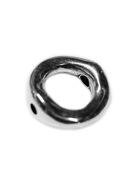 Perle anneau rond lisse percé de 17mm en metal plaque argent
