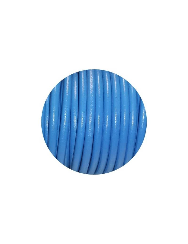 Lacet de cuir rond bleu Espagne-5mm