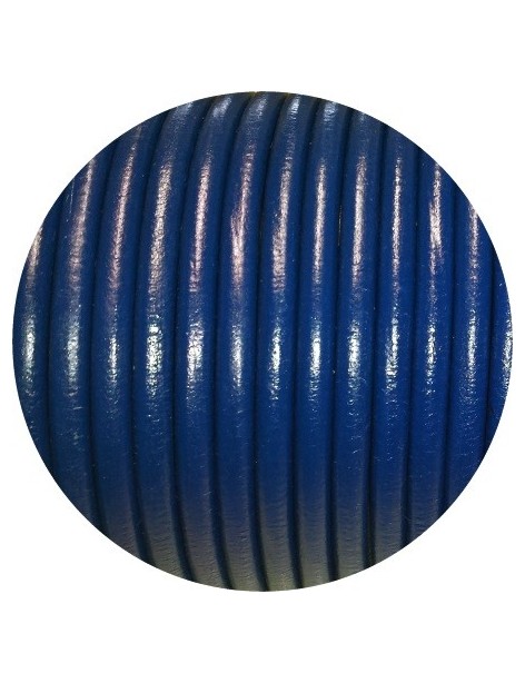 Lacet de cuir rond bleu foncé Espagne-5mm