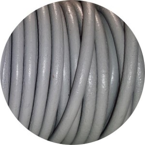 Cordon de cuir rond gris moyen-5mm-Espagne