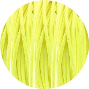 Cordon de cuir rond jaune fluo-2mm-Espagne
