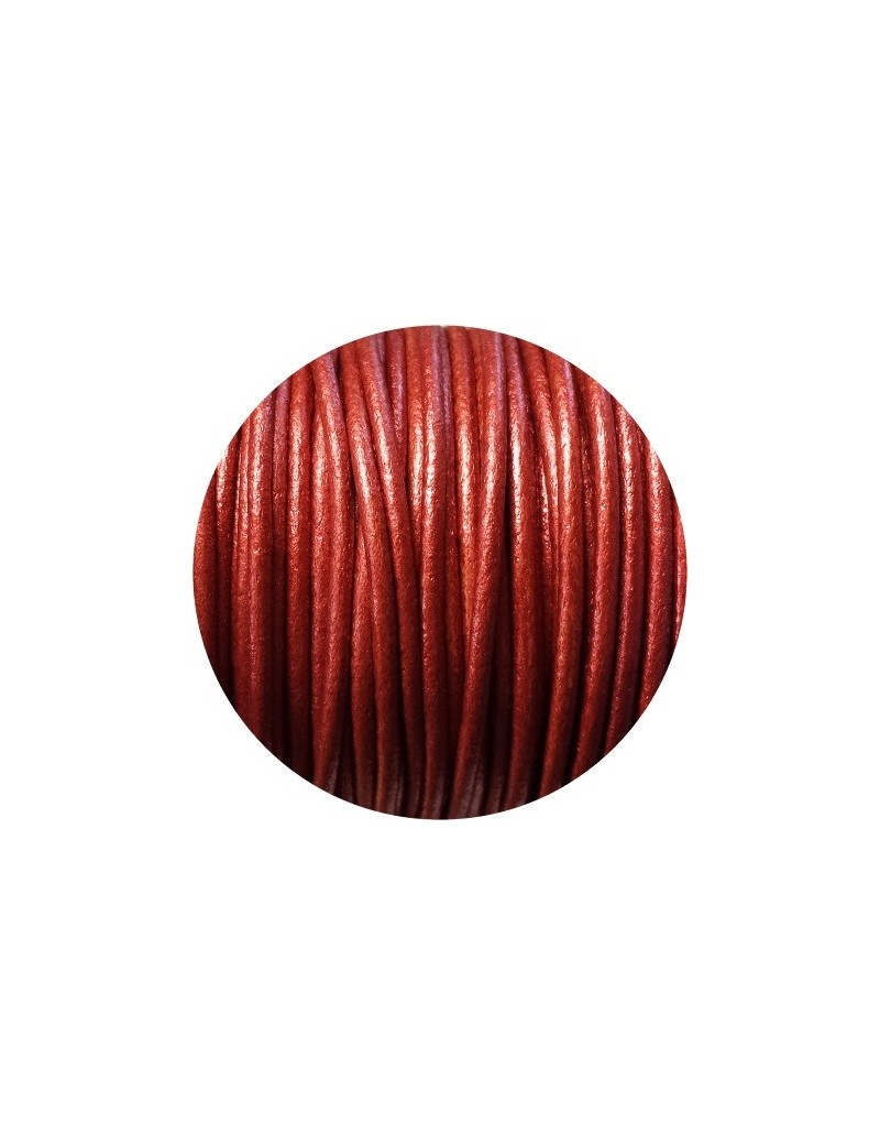 Cordon de cuir rond cuivre rouge-2mm-Espagne