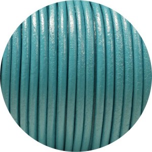 Cordon de cuir rond couleur bleu turquoise-3mm-Espagne