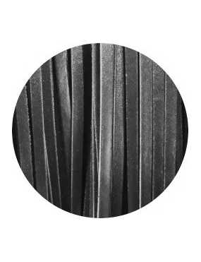 Cuir plat français de 5x3mm de couleur noire-vente au cm