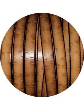 Cordon de cuir plat fantaisie 10mm beige effet liège-vente au cm