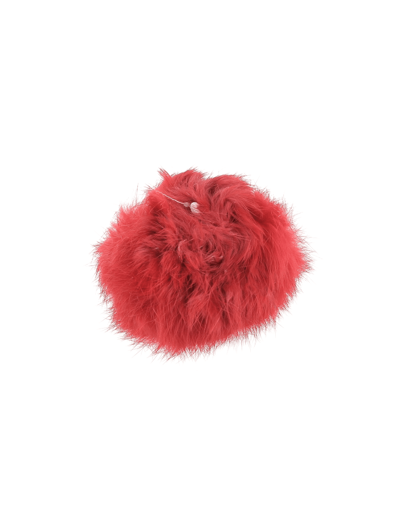 Pompon rouge de 70-80mm en peau de lapin