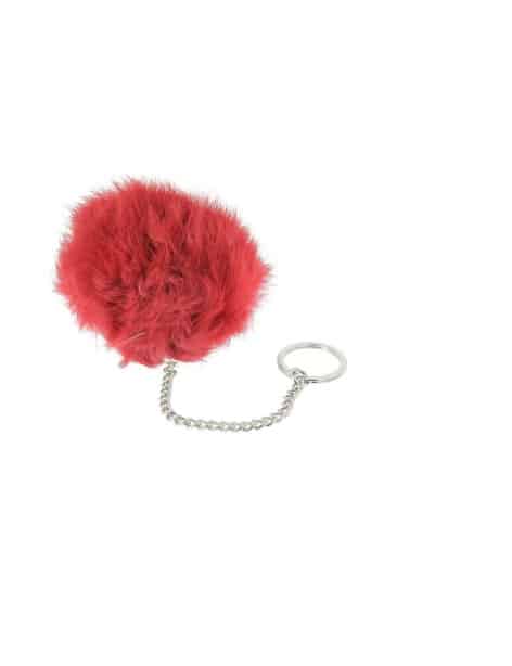 Kit bijoux de sac avec pompon rouge de 70-80mm en peau de lapin