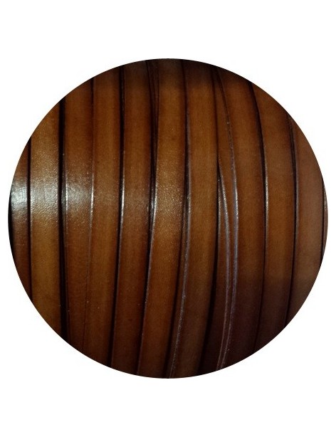 Cordon de cuir plat de 10mm marron brun vendu au metre