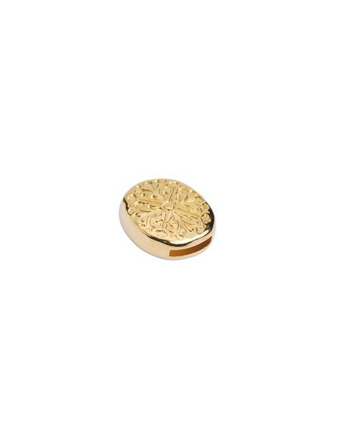 Fermoir magnetique ovale couleur or gravé mandala cuir plat de 10mm
