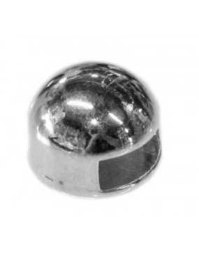Passant demi-sphère placage argent pour cuir plat de 5mm