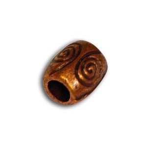 Perle tonneau de 7mm gravures spirales couleur cuivre