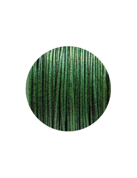 Cordon rond de cuir vert de 1mm-Espagne