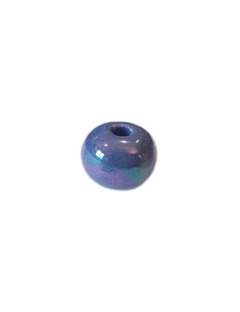 Perle ronde céramique bleu gris de 12mm