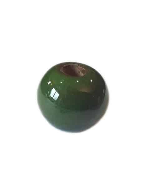 Perle ronde céramique vert foncé de 12mm