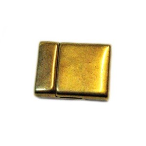 Fermoir magnétique lisse placage bronze pour cuir plat de 15mm