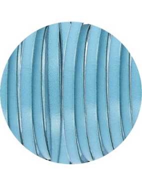 Cordon de cuir plat couleur bleu ciel-vente au cm