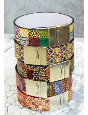Kit bracelet en cuir plat de 20mm imprimé africain pour homme