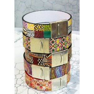 Kit bracelet en cuir plat de 20mm imprimé floral pour homme