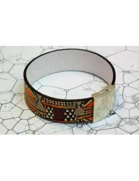Kit bracelet en cuir plat de 20mm imprimé africain pour femme