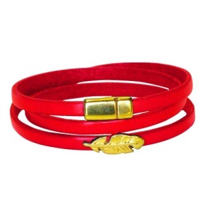 Bracelet triple tour en kit de 5mm de large corail et or