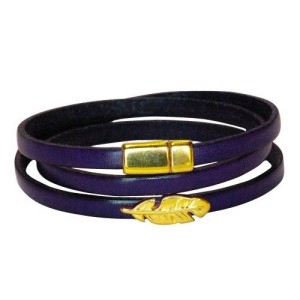 Bracelet triple tour en kit de 5mm de large bleu foncé et or