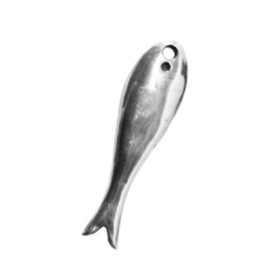 Superbe poisson en 3D en metal plaque argent-56mm