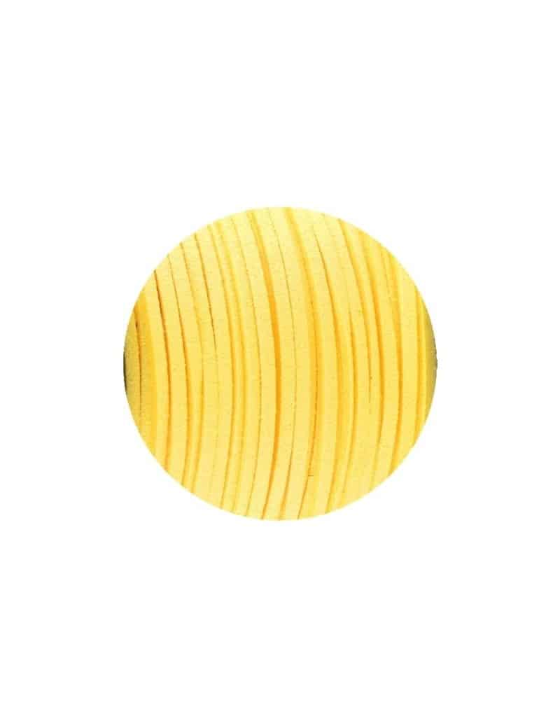 Lacet de suedine de 3mm jaune vif vendu par 3 mètres