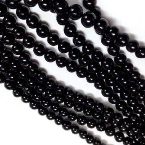 Fil de 65 perles rondes agate de 6mm noires